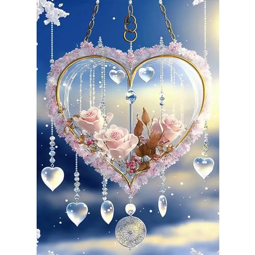 AIRDEA DIY Herz Diamond Painting Set Erwachsene Kinder, Diamant Painting Bilder 5D Blumen Diamant Kunst Herz Liebe Diamant Malerei Set Cross Stickerei Malerei Kits für Heimdekor 30x40 cm von AIRDEA