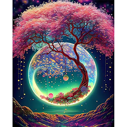 AIRDEA 5D Tree and Moon Diamond Painting Kits for Adults Beginners Round Full Kits DIY Moonlight Diamond Art Kits for Kids Landscape Diamond Painting by Number Kits Gem Painting Art 12x16 inch von AIRDEA