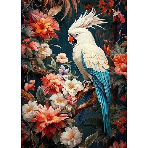 AIRDEA DIY Papagei Diamond Painting Set Erwachsene Kinder, Blumen Diamant Painting Bilder 5D Tier Vogel Diamant Kunst Jahrgang Diamant Malerei Set Cross Stickerei Malerei Kits 30x40 cm von AIRDEA