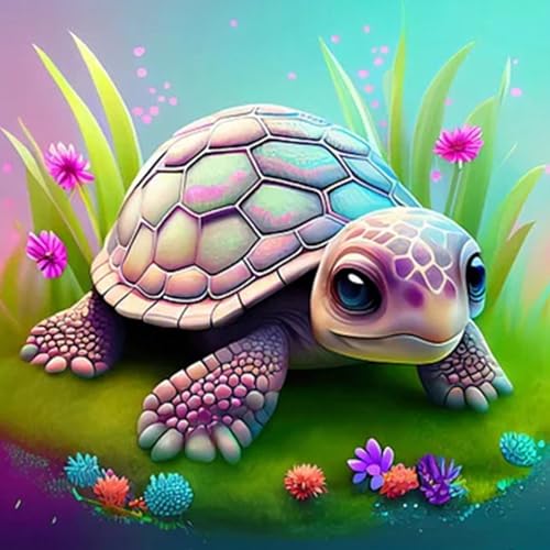 AIRDEA DIY Schildkröte Diamond Painting Set Erwachsene Kinder, Schildkröte Diamant Painting Bilder 5D Fantasie Diamant Kunst Diamant Malerei Set Cross Stickerei Malerei Kits für Heimdekor 30x30 cm von AIRDEA