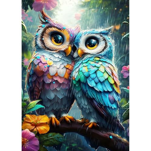 AIRDEA Eulen Regenwald Diamond Painting Erwachsene Bilder Set 30x40 cm von AIRDEA