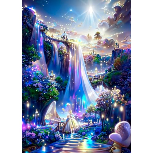 AIRDEA Fantasy-Landschaft Diamond Painting Erwachsene, DIY 5D Wald Diamant Painting Bilder, Bastelset Erwachsene Frauen als Haus Wanddeko 30x40 cm von AIRDEA