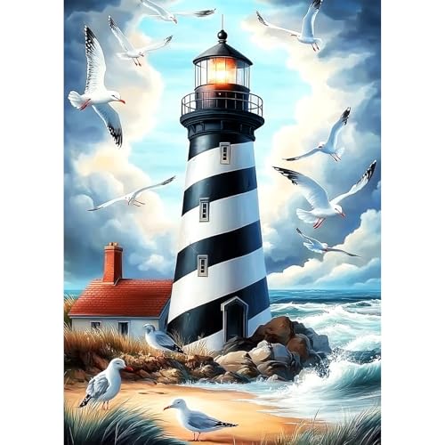 AIRDEA Leuchtturm Möwen Diamond Painting Erwachsene Bilder Set 30x40 cm von AIRDEA