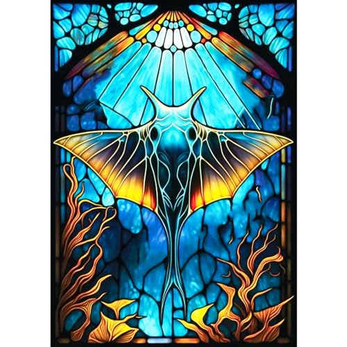 AIRDEA Mantarochen Buntglas Diamond Painting, Diamant Painting Bilder, DIY Cross Stickerei Malerei Kits, Wohnzimmer Schlafzimmer B¨¹ro Wand Und Eingang Dekoration 30x40cm von AIRDEA