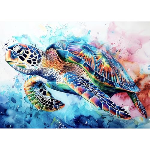 AIRDEA Meeresschildkröte Diamond Painting Erwachsene, DIY 5D Aquarell Diamant Painting Bilder, Bastelset Erwachsene Frauen als Haus Wanddeko 40x30 cm von AIRDEA