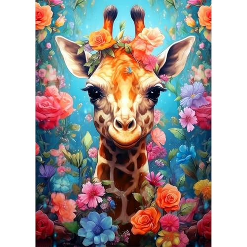 AIRDEA Giraffe Diamond Painting Erwachsene, DIY 5D Blumen Diamant Painting Bilder, Bastelset Erwachsene Frauen als Haus Wanddeko 30x40 cm von AIRDEA