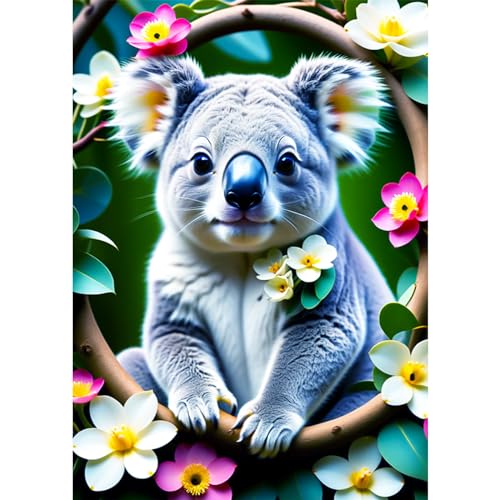 AIRDEA Niedlicher Baby Koala Diamond Painting Kits für Erwachsene, DIY 5D Diamond Art Paint mit runden Diamond, Full Drill Gem Art Painting Kit für Home Wall Decor Geschenke 30x40cm von AIRDEA