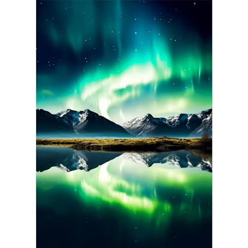 AIRDEA Nordlichter Schneeberg Diamond Painting Erwachsene, 5D Diamant Bilder, DIY Diamond Painting Set mit Zubehör für Home Wand Décor 30x40cm von AIRDEA