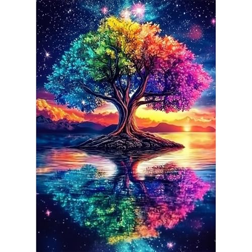 AIRDEA Regenbogen Baum des Lebens Diamond Painting Erwachsene Bilder Set 30x40 cm von AIRDEA