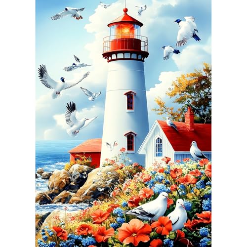 AIRDEA Leuchtturm Diamond Painting Erwachsene, DIY 5D Küstenküste Diamant Painting Bilder, Bastelset Erwachsene Frauen als Haus Wanddeko 30x40 cm von AIRDEA