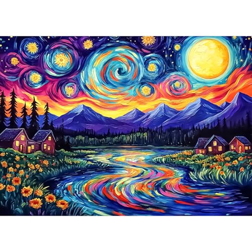 AIRDEA Sternennacht Fluss Diamond Painting Erwachsene Bilder Set 40x30 cm von AIRDEA