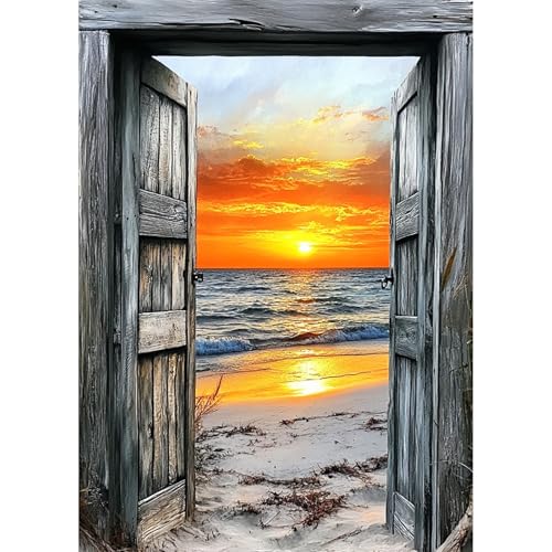 AIRDEA Strand Diamond Painting Erwachsene, DIY 5D Holztür Diamant Painting Bilder, Bastelset Erwachsene Frauen als Haus Wanddeko 30x40 cm von AIRDEA