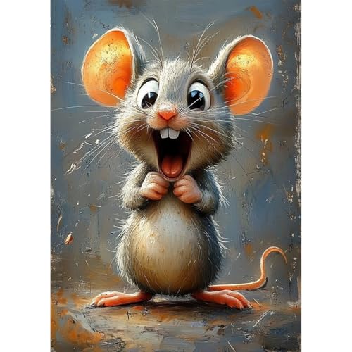 AIRDEA Glückliche Maus Diamond Painting Erwachsene, DIY 5D Süße Maus Diamant Painting Bilder, Bastelset Erwachsene Frauen als Haus Wanddeko 30x40 cm von AIRDEA