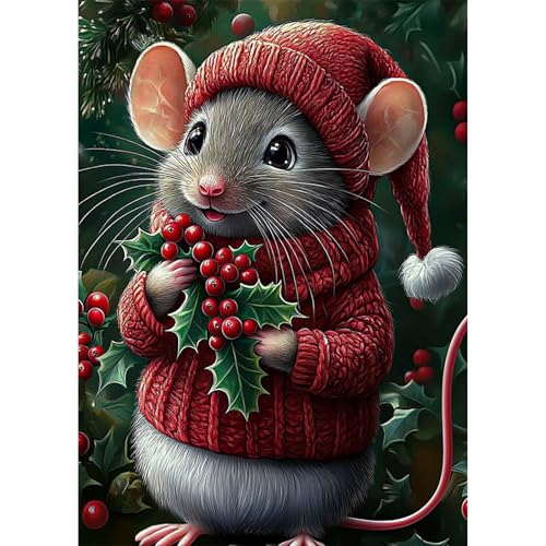 AIRDEA Süße Maus Holly Diamond Painting Erwachsene Bilder Set 30x40 cm von AIRDEA