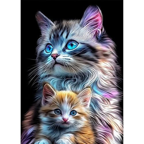 AIRDEA Katze Diamond Painting Erwachsene, DIY 5D Kätzchen Diamant Painting Bilder, Bastelset Erwachsene Frauen als Haus Wanddeko 30x40 cm von AIRDEA