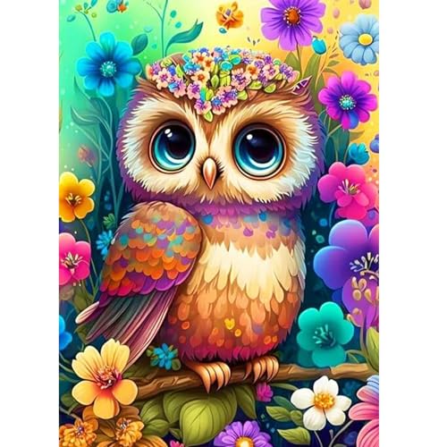 AIRDEA Süße flauschige Baby-Eule Diamant Painting Bilder Kits, 5D Diamond Painting nach Zahlen Erwachsene, Full Diamant Bilder Stickerei Arts Craft Set für Wand Room Home Décor 30x40cm von AIRDEA