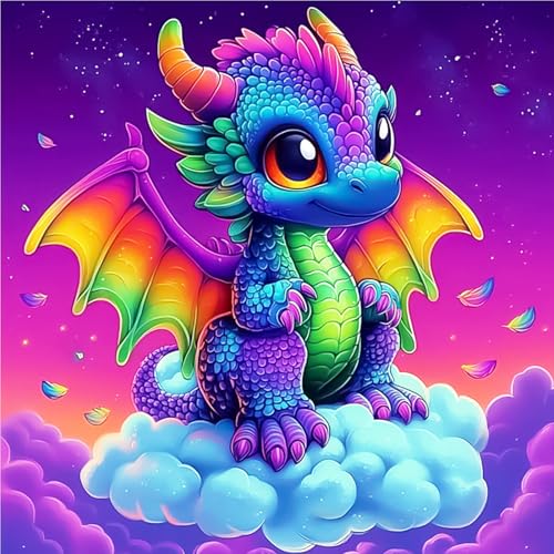 AIRDEA Bunte Drache Diamond Painting Erwachsene, DIY 5D Drache Diamant Painting Bilder, Bastelset Erwachsene Frauen als Haus Wanddeko 30x30 cm von AIRDEA