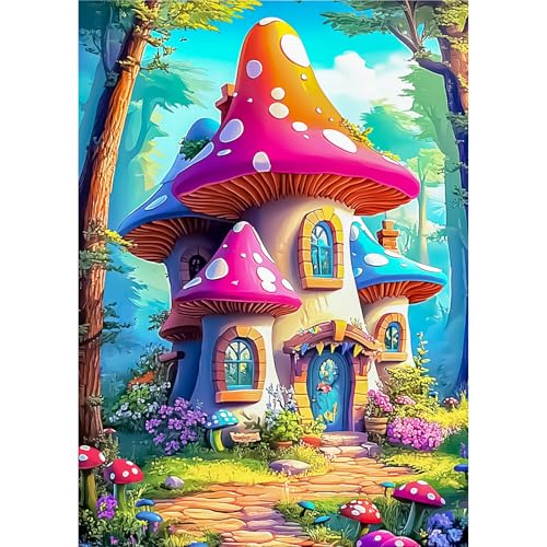 AIRDEA Waldpilzhaus Diamond Painting Erwachsene Bilder Set 30x40 cm von AIRDEA