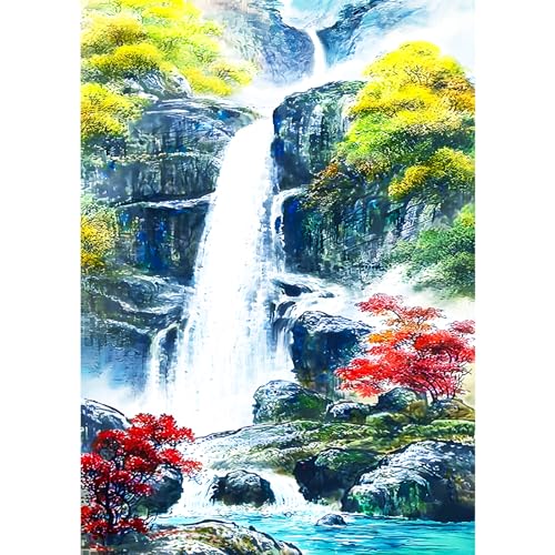 AIRDEA Wasserfall Berglandschaft Diamond Painting, 5D Diamant Painting Erwachsene Bilder Malerei Set, Full Mosaikherstellung für Erwachsene, Home Wand Décor 30x40cm von AIRDEA