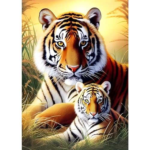 AIRDEA Wildes Tigergras Diamond Painting, 5D Diamant Painting Erwachsene Bilder Malerei Set, Full Mosaikherstellung für Erwachsene, Home Wand Décor 30x40cm von AIRDEA