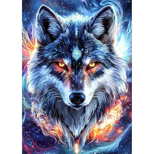 AIRDEA Fantasie-Wolf Diamond Painting Erwachsene, DIY 5D Wolf Diamant Painting Bilder, Bastelset Erwachsene Frauen als Haus Wanddeko 30x40 cm von AIRDEA