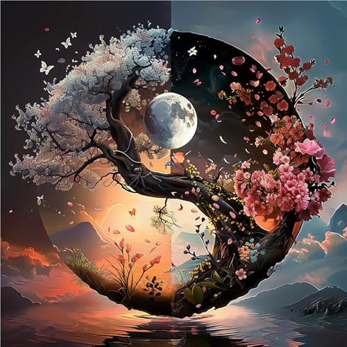 AIRDEA Yin Yang Baum Diamond Painting Erwachsene Bilder Set 30x30 cm von AIRDEA