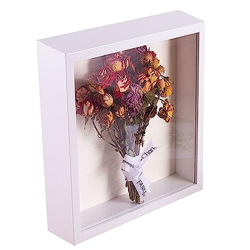 AIRFUL 3D Weißer Bilderrahmen zum Befüllen,24cm*28cm Innerer Rahmen，Moderner dekorativer Fotorahmen aus Holz,Tief Objektrahmen BefüLlen fur Blumen,Geeignet fur Deko Wand,Schreibtisch,Geschenk von AIRFUL