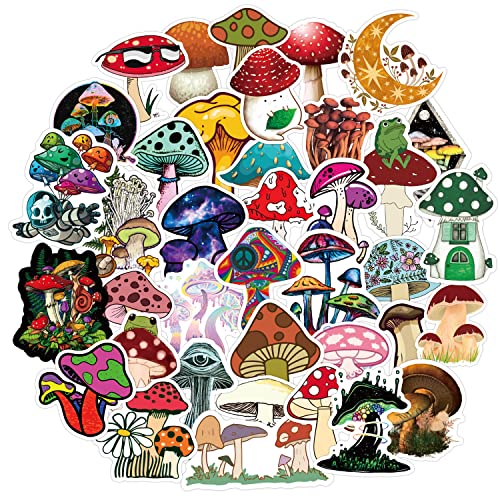 Pilze Aufkleber 100 Stück Bunt Mushroom Sticker Set,Wasserdicht Vinyl Sticker,Schöne Aufkleber für Handyhülle Flasche Laptop Skateboard Journal Tassen Fahrrad Scrapbook Koffer ipad Motorrad Helme usw von AIRNOGO