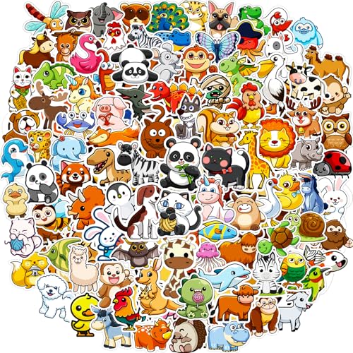 Sticker Tiere 300 Stück Sticker Set Tiere Cute, Sticker Kinder, Belohnungssticker für Klassen Schüler, Sticker Lehrer, Wasserdichte Vinyl Aufkleber, Sticker für Scrapbook Journal Laptop Tagebuch usw von AIRNOGO