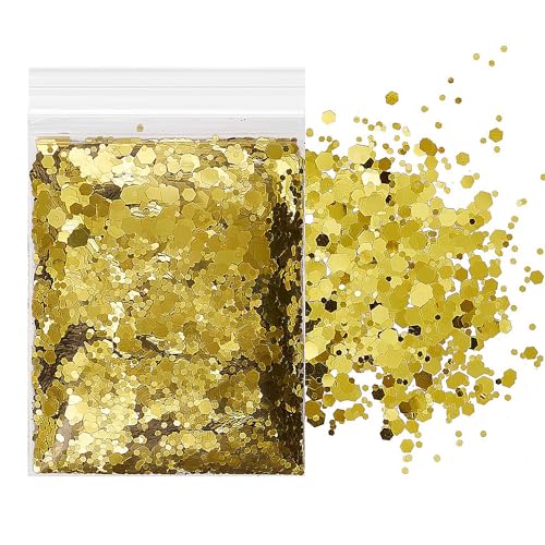 50 g handgefertigte Gold-Pailletten, Bastel-Glitzerpulver, Gold-Glitzerpartikel, gefüllte Pailletten, DIY handgefertigt, geeignet für Kleidung, Kunsthandwerk usw von AIRTILY