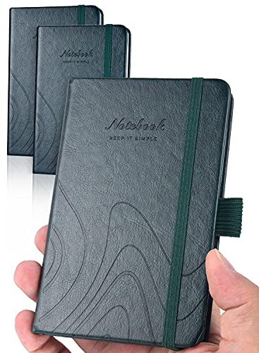 AISBUGUR 2 Stück Notizbuch A6 Notizblock kleine Pocket Notizbuch 9 x 14 cm, Exekutive Hardcover Insgesamt 320 Seiten Dickes Papier Mit Innentaschen Mini Notizbücher (Dunkelgrün) von AISBUGUR