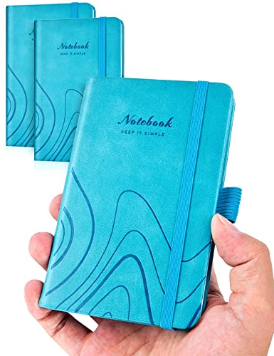 AISBUGUR 2 Stück Notizbuch A6 Notizblock kleine Pocket Notizbuch 9 x 14 cm, Exekutive Hardcover Insgesamt 320 Seiten Dickes Papier Mit Innentaschen Mini Notizbücher (Himmelblau) von AISBUGUR