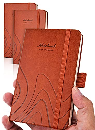 AISBUGUR 2 Stück Notizbuch A6 Notizbuch kleine Pocket Notizbuch 9 x 14 cm, Exekutive Hardcover Insgesamt 320 Seiten Dickes Papier Mit Innentaschen Mini Notizbuch (Braun) von AISBUGUR