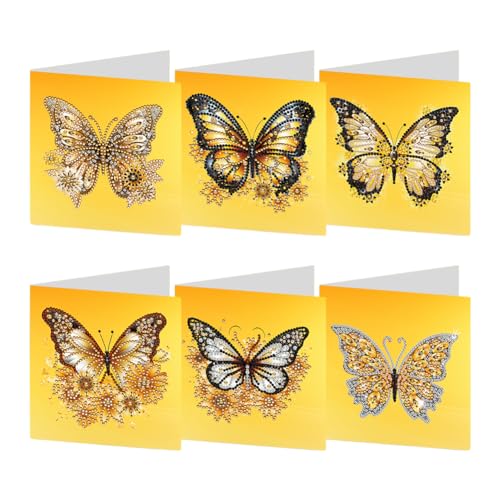 AISEN 6Pcs Diamond Painting Grußkarten, DIY Diamant Malerei Karten Set, Dankeskarten Geschenkkarte für Geburtstag Weihnachten Neujahr (J) von AISEN