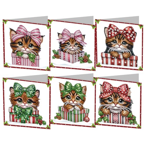 AISEN Diamond Painting Grußkarte mit Umschlag, DIY Diamond Painting Weihnachten Greeting Cards, 5D Diamant Malerei Weihnachtskarte Geschenk Karten Deko Weihnachtsdeko (6Pcs 20) von AISEN