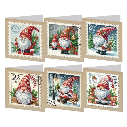 AISEN Diamond Painting Grußkarte mit Umschlag, DIY Diamond Painting Weihnachten Greeting Cards, 5D Diamant Malerei Weihnachtskarte Geschenk Karten Deko Weihnachtsdeko (6Pcs 36) von AISEN