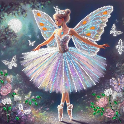 AISEN Teilbohrer DIY 5D Diamond Painting Bilder Elf Engel Set, Teilweise Diamond Painting Mädchen Kit, Diamant Malerei Kinder 30x30cm (07) von AISEN