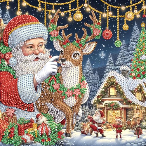 AISEN Teilbohrer DIY 5D Diamond Painting Weihnachten Set, Teilweise Diamond Painting Bilder Weihnachtsdeko Kit, Diamant Malerei Weihnachten Deko 30x30cm (Q) von AISEN