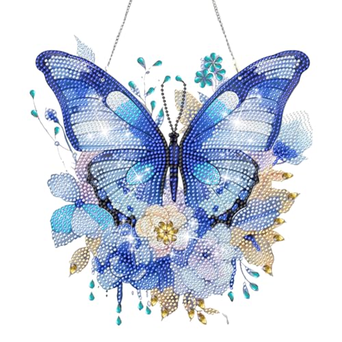 Diamond Painting Girlande Kranz, Diamond Painting Schmetterling Deko Türkranz, 5D Diamant Malerei Anhänger mit Kette,Weihnachtsdeko Fenster Tür Deko (10) von AISEN