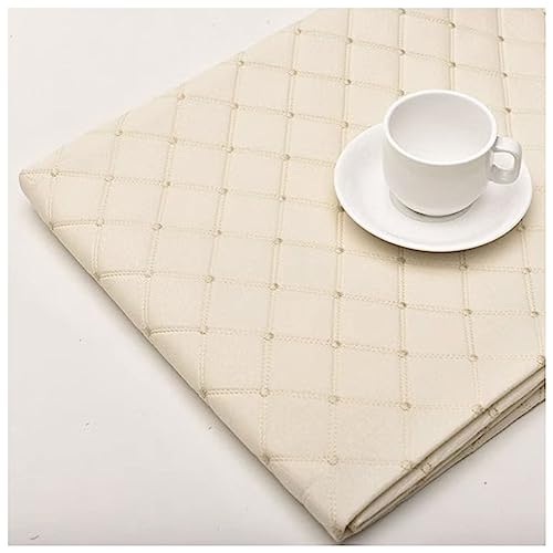 AITAF Kunstleder Gesteppt Kaschiert Leder Stoff Kunstleder Meterware Bezugsstoff Polsterstoff Lederoptik für Handwerk DIY nähen Beige 140cm ×100cm von AITAF