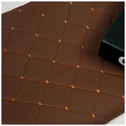 AITAF Kunstleder gesteppt kaschiert Leder Stoff Kunstleder Meterware Bezugsstoff Polsterstoff Lederoptik für Handwerk DIY Nähen, 1.40x1m(Coffee Square) von AITAF