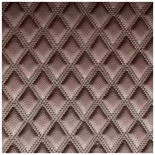 Polsterstoff PU Kunstleder Kunstleder Gesteppt Kaschiert Meterware Leder Polsterstoff Stoff 6mm Leder Polsterstoff Stoff für Polsterarbeiten, Auto, Kissen, 1,55m Breit(Brown Three-line Diamond) von AITAF