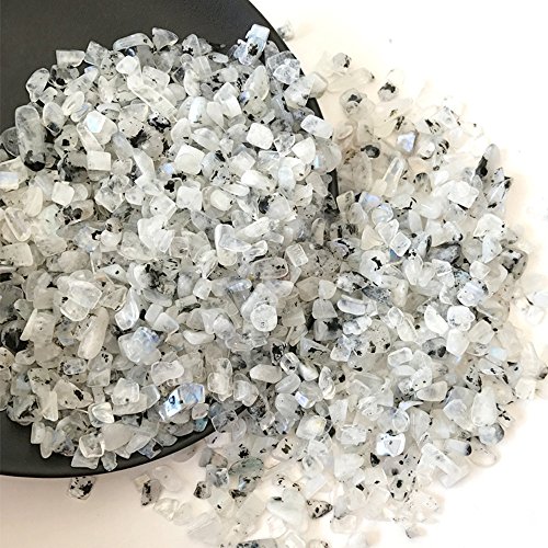 1 lb natürliche weiße Mondstein getrommelt Chips zerdrückten Stein Healing Reiki Kristall unregelmäßige geformte Steine Schmuck Machen Heimtextilien von AITELEI