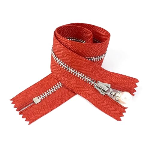 3# Metall Reißverschluss 15/18/20/25/30cm Nahe Metal-Reißverschluss für die Jacke, Rot Silber, 20cm von AITIHYA