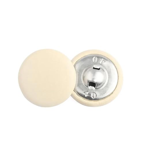 Lederknöpfe Stoff bedeckte Knopf mit Metallrücken, Beige, 32 l 20mm von AITIHYA