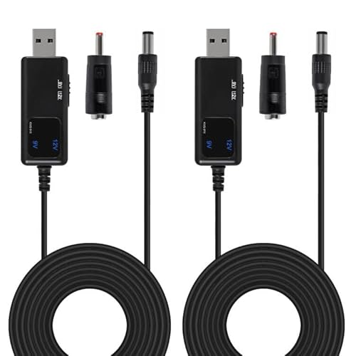 2PACK USB-Boost-Konverter DC 5V auf 9V 12V USB-Aufwärtswandlerkabel + 3,5x1,35mm-Stecker für Netzteil/Ladegerät/Stromwandler von AITRIP