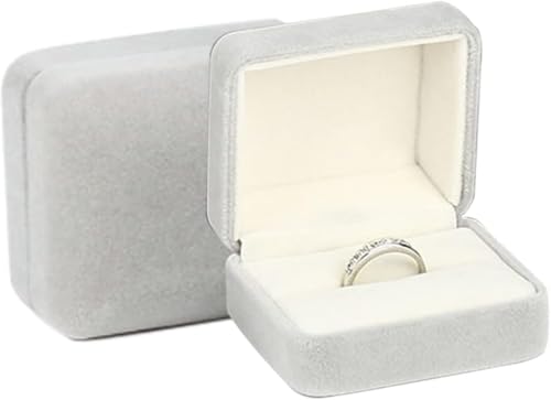 AIVEKAIR Ringschatulle, Samt Ring Box Schmuck Display Ringschachtel 64 x 52 x 36mm Samtringe Ohrringe Etui Anhänger Boxen für Heiratsantrag, Hochzeit, Valentinstag, Geburtstag (Grau) von AIVEKAIR