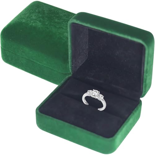 AIVEKAIR Ringschatulle, Samt Ring Box Schmuck Display Ringschachtel 55 x 50 x 45mm Samtringe Ohrringe Etui Anhänger Boxen für Heiratsantrag, Hochzeit, Valentinstag, Geburtstag (grüner) von AIVEKAIR