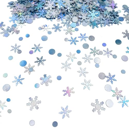 AIVEKE 700 Stück silberne Schneeflocken-Konfetti – gemischte Weihnachts-Schneeflocken, Konfetti, Schneeflocken, Pailletten, Glitzerkonfetti, DIY, Konfetti, Winterurlaub, Weihnachten, Hochzeit, von AIVEKE