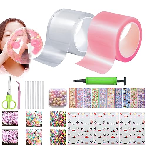 AIVORO 40 Stücke Nano Tape Bubbles Set, 3m Nano Doppelseitiges Klebeband, Magie Nano Klebeband Set, Nano Bubble Tape Toy Kit, Selbstklebendes Bubble Tape DIY Craft Kit für Mädchen, Jungen von AIVORO